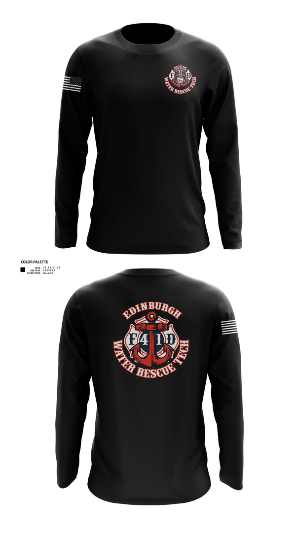 Long Sleeve Performance Shirt, Edinburgh Water Rescue, Fire Department, Teamtime, Team time, sublimation, custom sports apparel, team uniforms, spirit wear, spiritwear, sports uniforms, custom shirts, team store, custom team store, fundraiser sports, apparel fundraiser