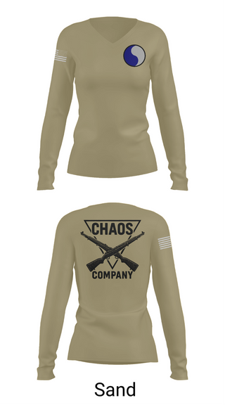 Womens Long Sleeve Vneck Shirt, C-Co 1/116 29th IN BDE, , Teamtime, Team time, sublimation, custom sports apparel, team uniforms, spirit wear, spiritwear, sports uniforms, custom shirts, team store, custom team store, fundraiser sports, apparel fundraiser