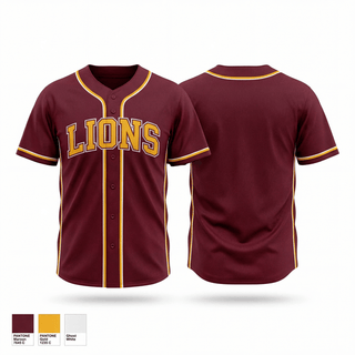 Full Button Baseball Jersey, Lions, Baseball, Teamtime, Team time, sublimation, custom sports apparel, team uniforms, spirit wear, spiritwear, sports uniforms, custom shirts, team store, custom team store, fundraiser sports, apparel fundraiser