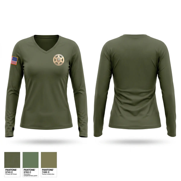 Womens Long Sleeve Vneck Shirt, Cooper County Sheriff’s Office, Police, Teamtime, Team time, sublimation, custom sports apparel, team uniforms, spirit wear, spiritwear, sports uniforms, custom shirts, team store, custom team store, fundraiser sports, apparel fundraiser