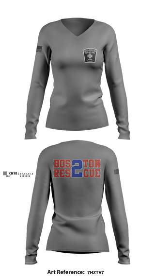 Womens Long Sleeve Vneck Shirt, Boston Fire Department, Fire Department, Teamtime, Team time, sublimation, custom sports apparel, team uniforms, spirit wear, spiritwear, sports uniforms, custom shirts, team store, custom team store, fundraiser sports, apparel fundraiser