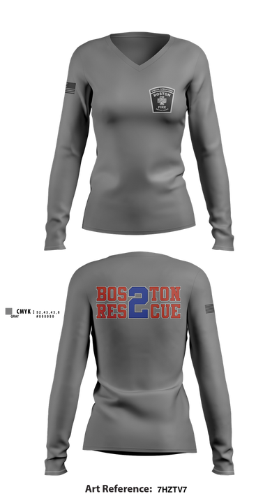 Boston Fire Department 36118843 Women's Long Sleeve V-neck Shirt - 5