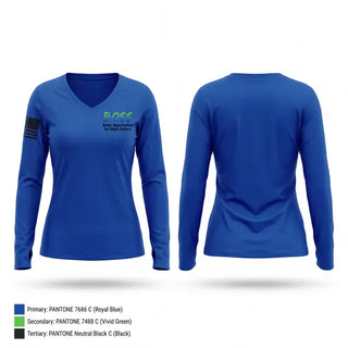 Womens Long Sleeve Vneck Shirt, Fort Riley BOSS, Army, Teamtime, Team time, sublimation, custom sports apparel, team uniforms, spirit wear, spiritwear, sports uniforms, custom shirts, team store, custom team store, fundraiser sports, apparel fundraiser
