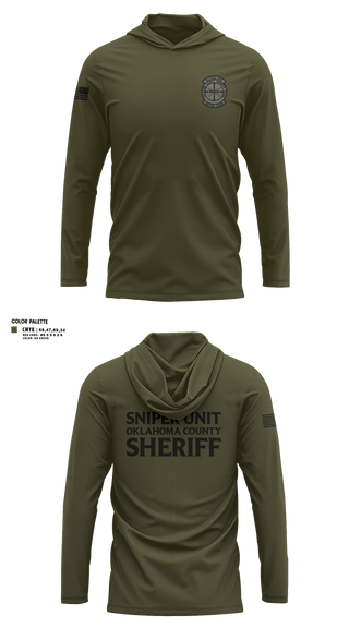 Long Sleeve Hooded Sun Shirt, Oklahoma County Sniper Team, Police, Teamtime, Team time, sublimation, custom sports apparel, team uniforms, spirit wear, spiritwear, sports uniforms, custom shirts, team store, custom team store, fundraiser sports, apparel fundraiser