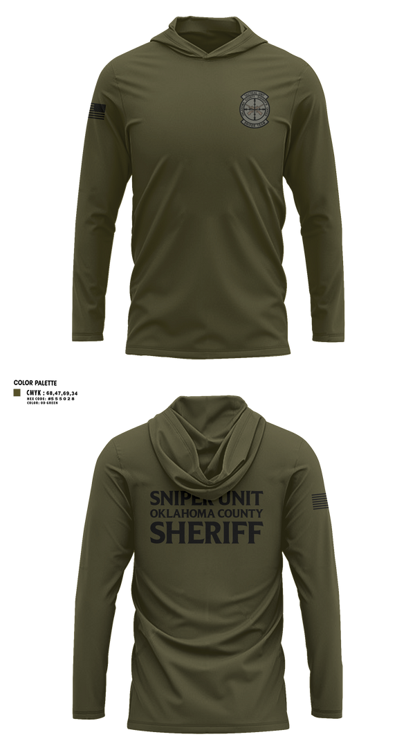 Long Sleeve Hooded Sun Shirt, Oklahoma County Sniper Team, Police, Teamtime, Team time, sublimation, custom sports apparel, team uniforms, spirit wear, spiritwear, sports uniforms, custom shirts, team store, custom team store, fundraiser sports, apparel fundraiser