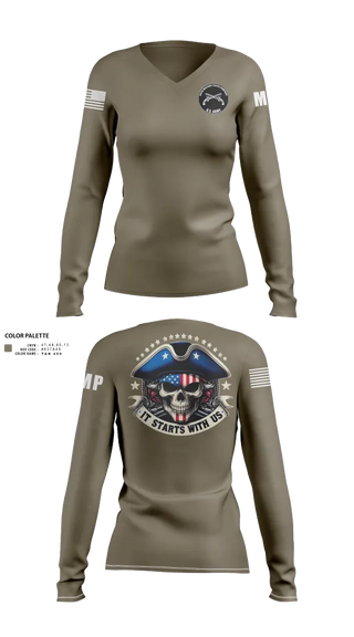Womens Long Sleeve Vneck Shirt, , Army, Teamtime, Team time, sublimation, custom sports apparel, team uniforms, spirit wear, spiritwear, sports uniforms, custom shirts, team store, custom team store, fundraiser sports, apparel fundraiser