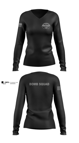 Womens Long Sleeve Vneck Shirt, Westshore Enforcement Bureau Bomb Squad, Police, Teamtime, Team time, sublimation, custom sports apparel, team uniforms, spirit wear, spiritwear, sports uniforms, custom shirts, team store, custom team store, fundraiser sports, apparel fundraiser