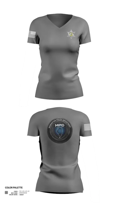 Manhattan Police Department 25505954 Women's Short Sleeve V-neck Shirt - 141