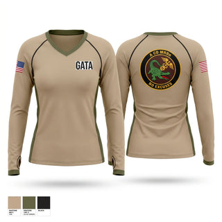 Womens Long Sleeve Vneck Shirt, MRBN- A Co, Army, Teamtime, Team time, sublimation, custom sports apparel, team uniforms, spirit wear, spiritwear, sports uniforms, custom shirts, team store, custom team store, fundraiser sports, apparel fundraiser