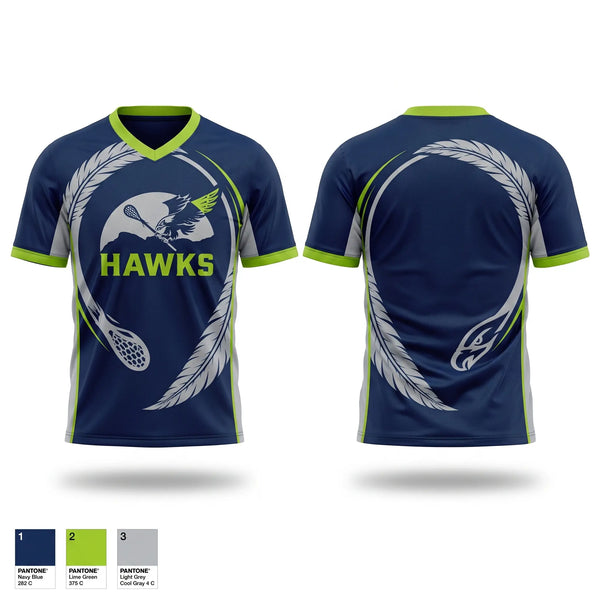 Soft Poly Tee Cotton Like Feel, Chilliwack Hawks, Men's Lacrosse, Teamtime, Team time, sublimation, custom sports apparel, team uniforms, spirit wear, spiritwear, sports uniforms, custom shirts, team store, custom team store, fundraiser sports, apparel fundraiser