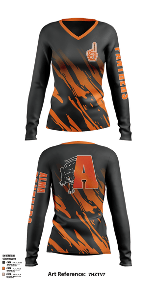 Womens Long Sleeve Vneck Shirt, Alma panthers, Women's Basketball, Teamtime, Team time, sublimation, custom sports apparel, team uniforms, spirit wear, spiritwear, sports uniforms, custom shirts, team store, custom team store, fundraiser sports, apparel fundraiser
