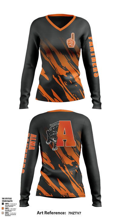 Alma panthers  Women's Long Sleeve V-neck Shirt - 1