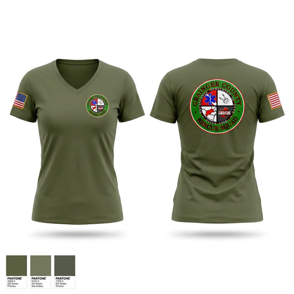 Womens Short Sleeve Vneck Shirt, Grainger County Rescue Squad, EMS/EMT, Teamtime, Team time, sublimation, custom sports apparel, team uniforms, spirit wear, spiritwear, sports uniforms, custom shirts, team store, custom team store, fundraiser sports, apparel fundraiser