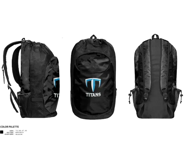 Gear Bag, Titans, Women's Basketball, Teamtime, Team time, sublimation, custom sports apparel, team uniforms, spirit wear, spiritwear, sports uniforms, custom shirts, team store, custom team store, fundraiser sports, apparel fundraiser