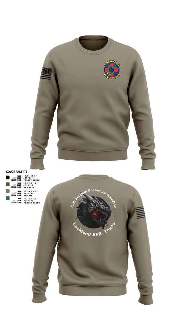 Crew Neck Sweatshirt, 59th Surgical Operations Squadron, Air Force, Teamtime, Team time, sublimation, custom sports apparel, team uniforms, spirit wear, spiritwear, sports uniforms, custom shirts, team store, custom team store, fundraiser sports, apparel fundraiser