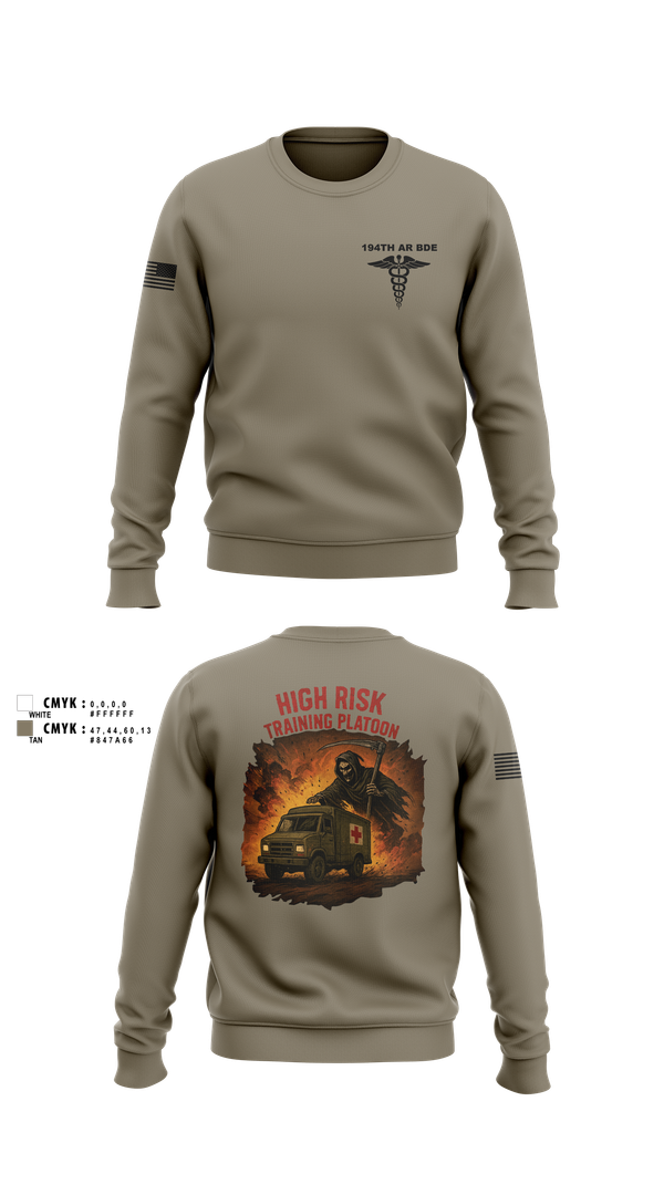 Crew Neck Sweatshirt, 194th AR BDE HRT Medics, Army, Teamtime, Team time, sublimation, custom sports apparel, team uniforms, spirit wear, spiritwear, sports uniforms, custom shirts, team store, custom team store, fundraiser sports, apparel fundraiser