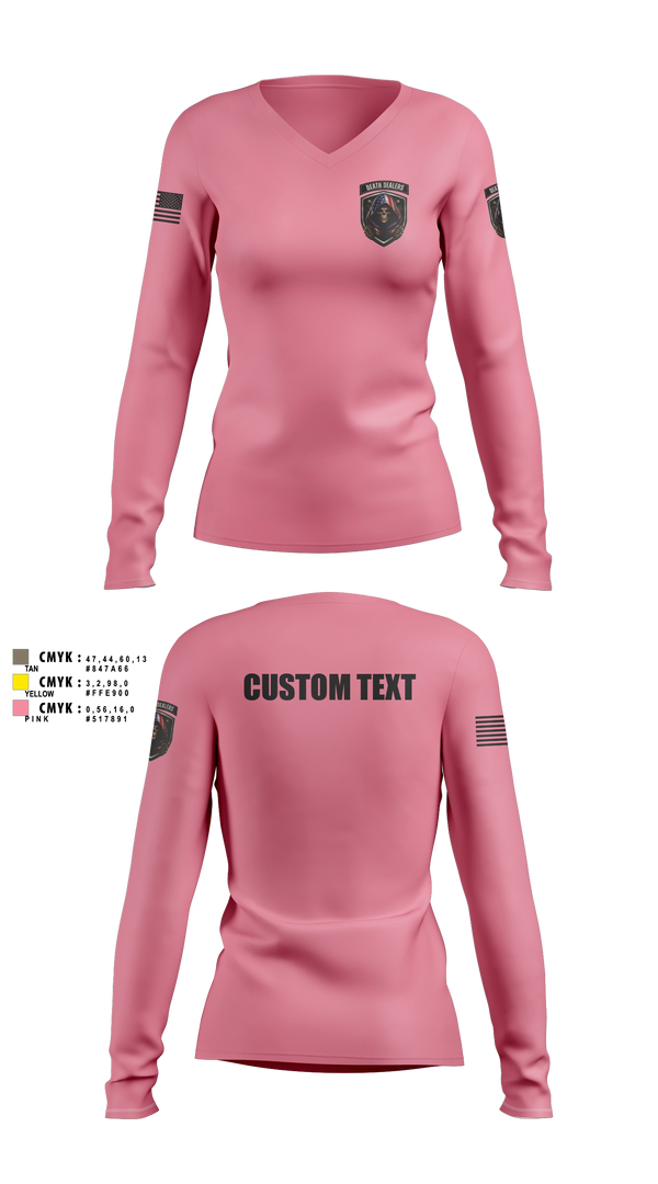 Womens Long Sleeve Vneck Shirt, Death DealersDeath Dealers Airsoft, Spirit Store, Teamtime, Team time, sublimation, custom sports apparel, team uniforms, spirit wear, spiritwear, sports uniforms, custom shirts, team store, custom team store, fundraiser sports, apparel fundraiser