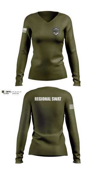 Womens Long Sleeve Vneck Shirt, REGIONAL SWAT, Police, Teamtime, Team time, sublimation, custom sports apparel, team uniforms, spirit wear, spiritwear, sports uniforms, custom shirts, team store, custom team store, fundraiser sports, apparel fundraiser