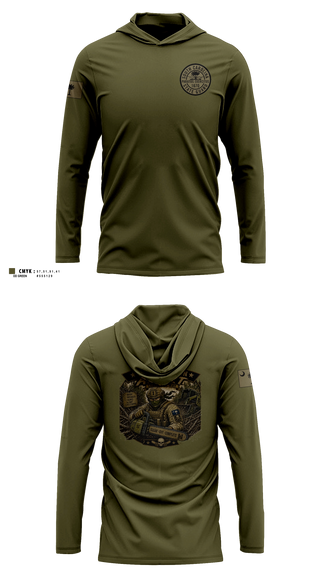 Long Sleeve hooded sunshirt, 1st Battalion, National Guard, Teamtime, Team time, sublimation, custom sports apparel, team uniforms, spirit wear, spiritwear, sports uniforms, custom shirts, team store, custom team store, fundraiser sports, apparel fundraiser