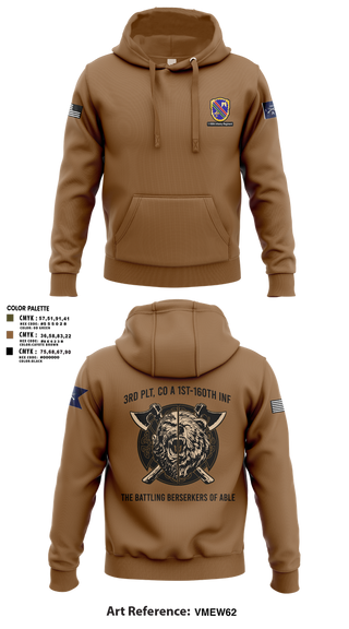 Hoodie, Co A, 1st-160th INF, 79th IBCT, , Teamtime, Team time, sublimation, custom sports apparel, team uniforms, spirit wear, spiritwear, sports uniforms, custom shirts, team store, custom team store, fundraiser sports, apparel fundraiser