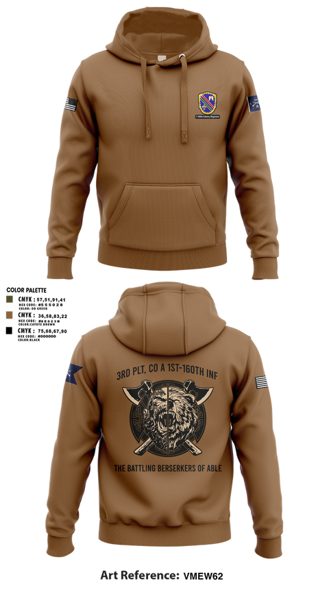 Hoodie, Co A, 1st-160th INF, 79th IBCT, , Teamtime, Team time, sublimation, custom sports apparel, team uniforms, spirit wear, spiritwear, sports uniforms, custom shirts, team store, custom team store, fundraiser sports, apparel fundraiser