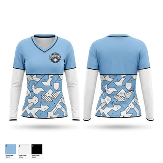 Womens Long Sleeve Vneck Shirt, Indy Showtime, Baseball, Teamtime, Team time, sublimation, custom sports apparel, team uniforms, spirit wear, spiritwear, sports uniforms, custom shirts, team store, custom team store, fundraiser sports, apparel fundraiser