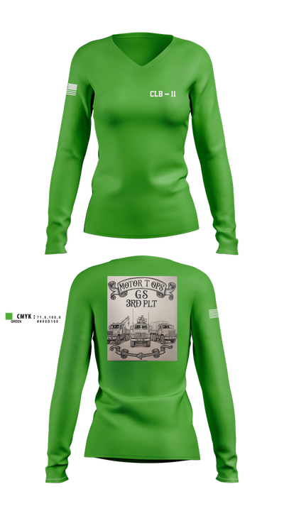 CLB-11 21730223 Women's Long Sleeve V-neck Shirt - 2