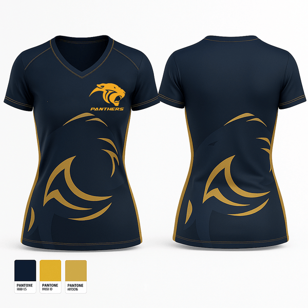 Womens Short Sleeve Vneck Shirt, Panthers, , Teamtime, Team time, sublimation, custom sports apparel, team uniforms, spirit wear, spiritwear, sports uniforms, custom shirts, team store, custom team store, fundraiser sports, apparel fundraiser