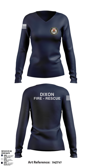 Womens Long Sleeve Vneck Shirt, Dixon Fire department, Fire Department, Teamtime, Team time, sublimation, custom sports apparel, team uniforms, spirit wear, spiritwear, sports uniforms, custom shirts, team store, custom team store, fundraiser sports, apparel fundraiser