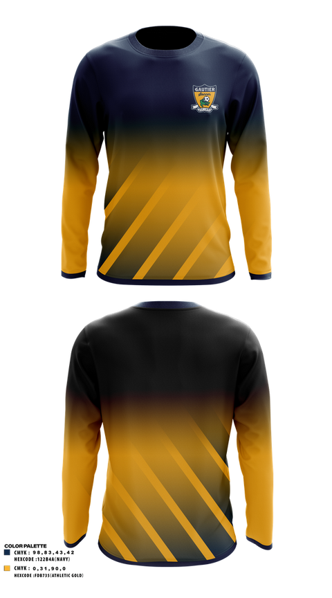 Long Sleeve Performance Shirt, Gautier MS Boys Soccer, Men's Soccer, Teamtime, Team time, sublimation, custom sports apparel, team uniforms, spirit wear, spiritwear, sports uniforms, custom shirts, team store, custom team store, fundraiser sports, apparel fundraiser