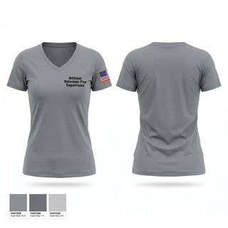 Womens Short Sleeve Vneck Shirt, Addison Volunteer Fire Department, Fire Department, Teamtime, Team time, sublimation, custom sports apparel, team uniforms, spirit wear, spiritwear, sports uniforms, custom shirts, team store, custom team store, fundraiser sports, apparel fundraiser