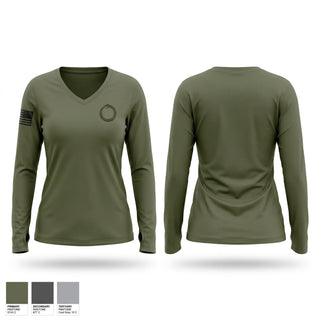 Womens Long Sleeve Vneck Shirt, The GOAT Locker gear, Navy, Teamtime, Team time, sublimation, custom sports apparel, team uniforms, spirit wear, spiritwear, sports uniforms, custom shirts, team store, custom team store, fundraiser sports, apparel fundraiser