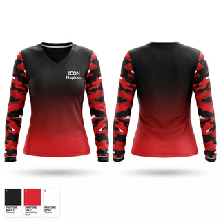 Womens Long Sleeve Vneck Shirt, ICON Hapkido, , Teamtime, Team time, sublimation, custom sports apparel, team uniforms, spirit wear, spiritwear, sports uniforms, custom shirts, team store, custom team store, fundraiser sports, apparel fundraiser