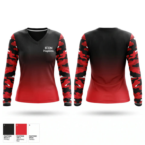 Womens Long Sleeve Vneck Shirt, ICON Hapkido, , Teamtime, Team time, sublimation, custom sports apparel, team uniforms, spirit wear, spiritwear, sports uniforms, custom shirts, team store, custom team store, fundraiser sports, apparel fundraiser