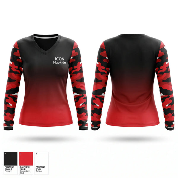 Womens Long Sleeve Vneck Shirt, ICON Hapkido, , Teamtime, Team time, sublimation, custom sports apparel, team uniforms, spirit wear, spiritwear, sports uniforms, custom shirts, team store, custom team store, fundraiser sports, apparel fundraiser