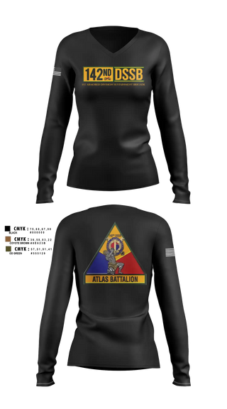 Womens Long Sleeve Vneck Shirt, 142d DSSB, Army, Teamtime, Team time, sublimation, custom sports apparel, team uniforms, spirit wear, spiritwear, sports uniforms, custom shirts, team store, custom team store, fundraiser sports, apparel fundraiser