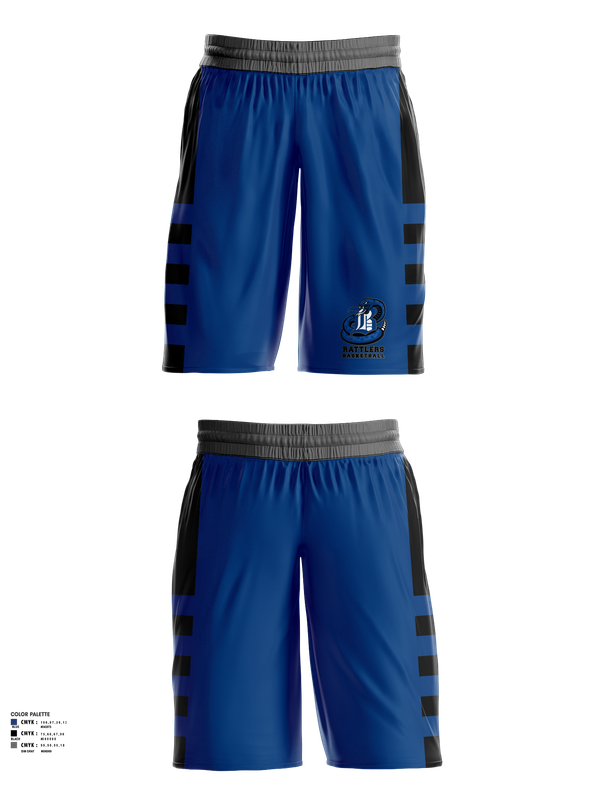 Mens Basketball Shorts, Rattlers, Men's Basketball, Teamtime, Team time, sublimation, custom sports apparel, team uniforms, spirit wear, spiritwear, sports uniforms, custom shirts, team store, custom team store, fundraiser sports, apparel fundraiser