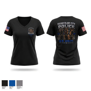 Womens Short Sleeve Vneck Shirt, Grand Blanc City Police K9 Unit, Police, Teamtime, Team time, sublimation, custom sports apparel, team uniforms, spirit wear, spiritwear, sports uniforms, custom shirts, team store, custom team store, fundraiser sports, apparel fundraiser