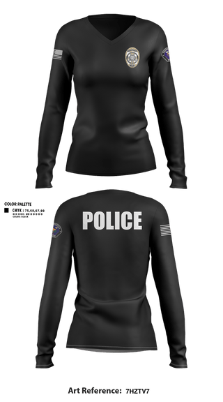 Womens Long Sleeve Vneck Shirt, Farmersville Police, Police, Teamtime, Team time, sublimation, custom sports apparel, team uniforms, spirit wear, spiritwear, sports uniforms, custom shirts, team store, custom team store, fundraiser sports, apparel fundraiser