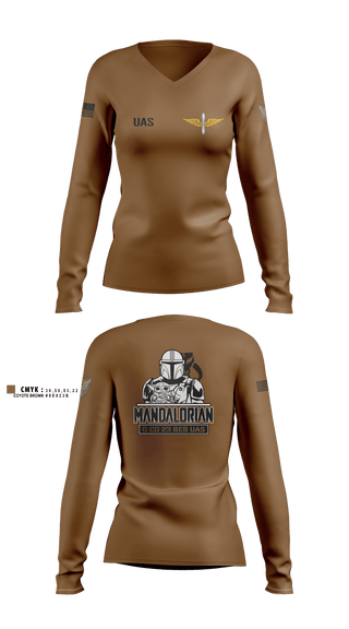 Women's Long Sleeve Vneck Shirt, 23rd BEB UAS, Army, Teamtime, Team time, sublimation, custom sports apparel, team uniforms, spirit wear, spiritwear, sports uniforms, custom shirts, team store, custom team store, fundraiser sports, apparel fundraiser