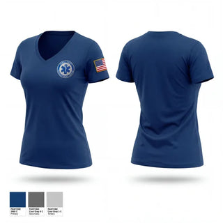Womens Short Sleeve Vneck Shirt, Powell County ems, EMS/EMT, Teamtime, Team time, sublimation, custom sports apparel, team uniforms, spirit wear, spiritwear, sports uniforms, custom shirts, team store, custom team store, fundraiser sports, apparel fundraiser