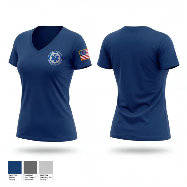 Powell County ems 64512449 Women's Short Sleeve V-neck Shirt - 1