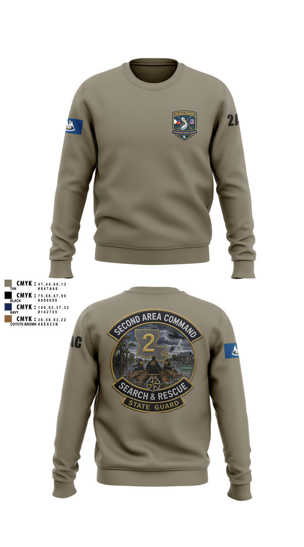 Crew Neck Sweatshirt, Louisiana State Guard, Army, Teamtime, Team time, sublimation, custom sports apparel, team uniforms, spirit wear, spiritwear, sports uniforms, custom shirts, team store, custom team store, fundraiser sports, apparel fundraiser