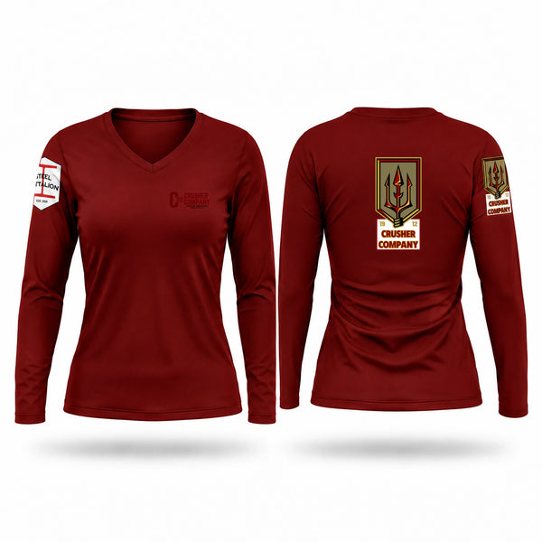 Womens Long Sleeve Vneck Shirt, Crusher Company, Army, Teamtime, Team time, sublimation, custom sports apparel, team uniforms, spirit wear, spiritwear, sports uniforms, custom shirts, team store, custom team store, fundraiser sports, apparel fundraiser