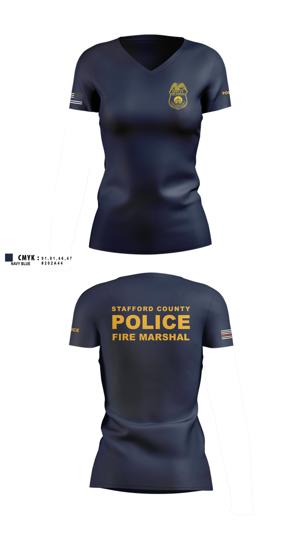 Womens Short Sleeve Vneck Shirt, Stafford County Fire Marshal's Office, Police, Teamtime, Team time, sublimation, custom sports apparel, team uniforms, spirit wear, spiritwear, sports uniforms, custom shirts, team store, custom team store, fundraiser sports, apparel fundraiser