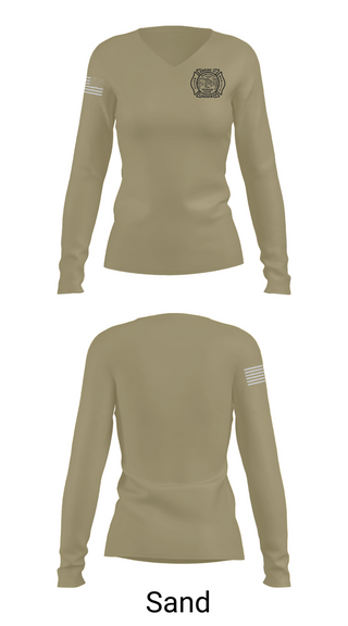 Womens Long Sleeve Vneck Shirt, Engine 51 Ladder 29 Medic 18 Battalion 2, , Teamtime, Team time, sublimation, custom sports apparel, team uniforms, spirit wear, spiritwear, sports uniforms, custom shirts, team store, custom team store, fundraiser sports, apparel fundraiser