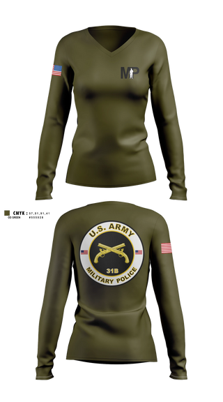 Womens Long Sleeve Vneck Shirt, 373rd Military Police Det, Army, Teamtime, Team time, sublimation, custom sports apparel, team uniforms, spirit wear, spiritwear, sports uniforms, custom shirts, team store, custom team store, fundraiser sports, apparel fundraiser