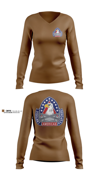 Womens Long Sleeve Vneck Shirt, 410th Contracting Support Brigade, Army, Teamtime, Team time, sublimation, custom sports apparel, team uniforms, spirit wear, spiritwear, sports uniforms, custom shirts, team store, custom team store, fundraiser sports, apparel fundraiser