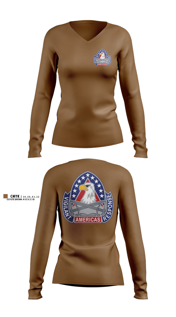 Womens Long Sleeve Vneck Shirt, 410th Contracting Support Brigade, Army, Teamtime, Team time, sublimation, custom sports apparel, team uniforms, spirit wear, spiritwear, sports uniforms, custom shirts, team store, custom team store, fundraiser sports, apparel fundraiser