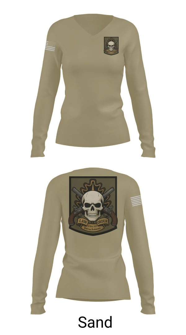 Womens Long Sleeve Vneck Shirt, 430th MP Detachment, , Teamtime, Team time, sublimation, custom sports apparel, team uniforms, spirit wear, spiritwear, sports uniforms, custom shirts, team store, custom team store, fundraiser sports, apparel fundraiser